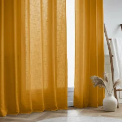 EMINZA Voilage effet lin (140 x 240 cm) Robin Jaune ocre Discount