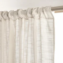 EMINZA Voilage galon fronceur effet lin (140 x 240 cm) Robin Beige Clearance