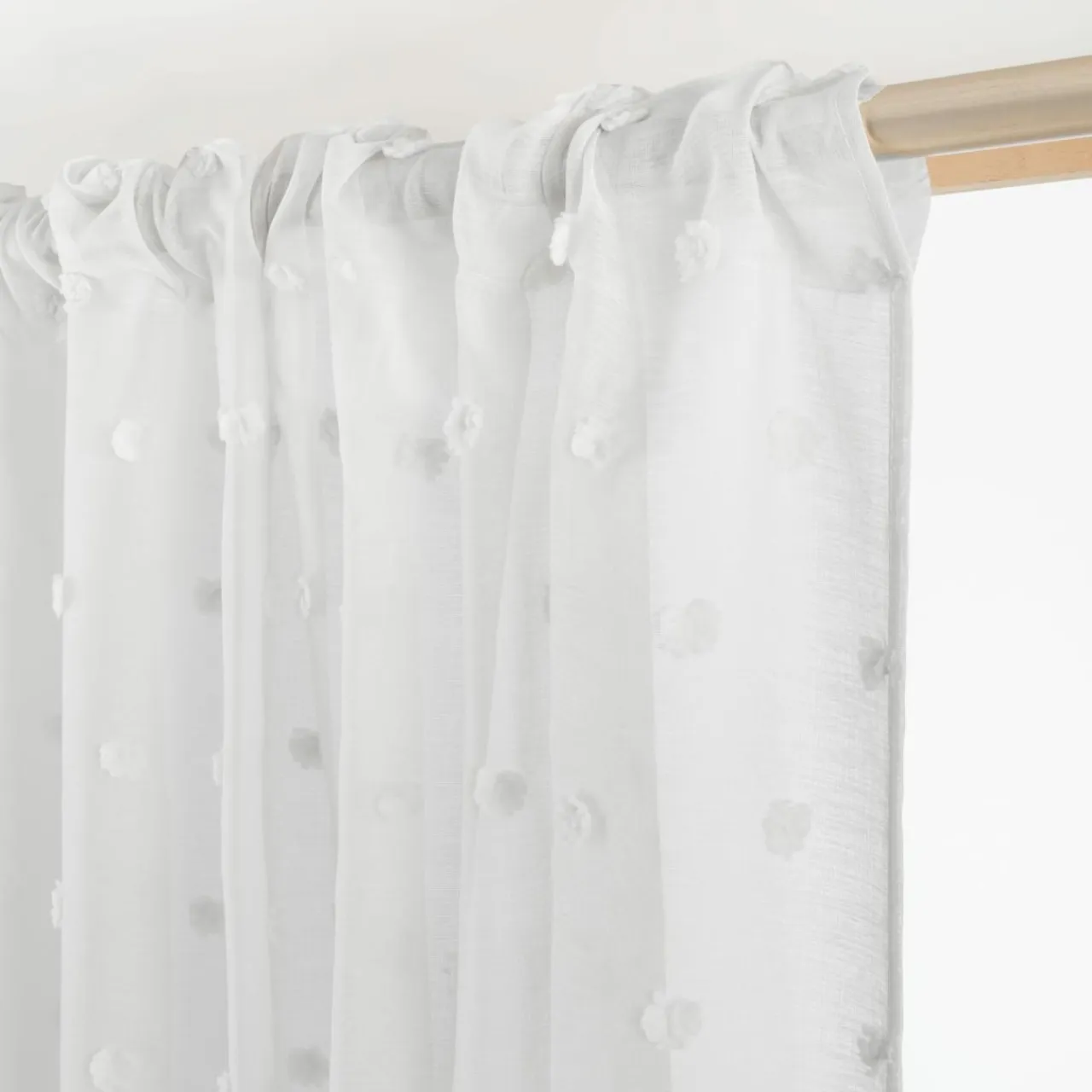 EMINZA Voilage galon fronceur pompons (280 x 240 cm) Emie Blanc Discount