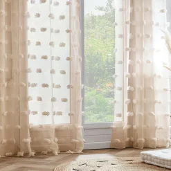 EMINZA Voilage galon fronceur pompons (140 x 240 cm) Suzie Beige Sale