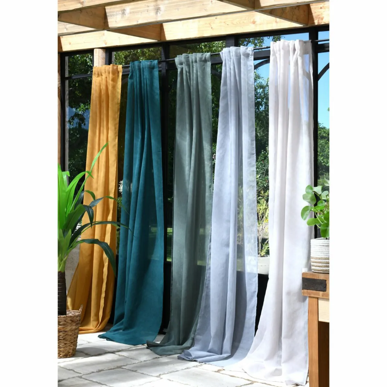 LOVELY CASA Voilage galon fronceur (140 x 260 cm) Derby Vert sapin Sale