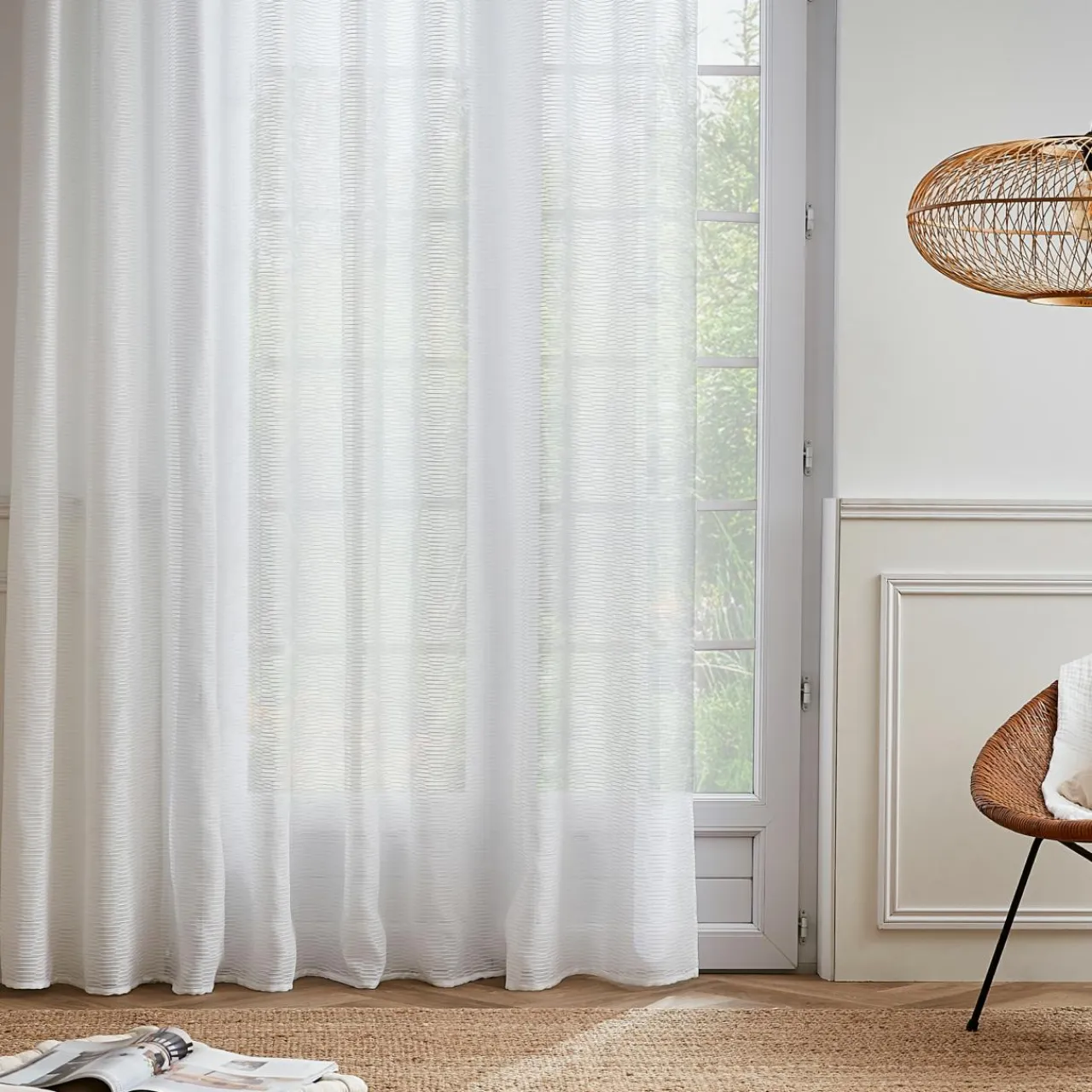 EMINZA Voilage galon fronceur (280 x 240 cm) Maël Blanc New