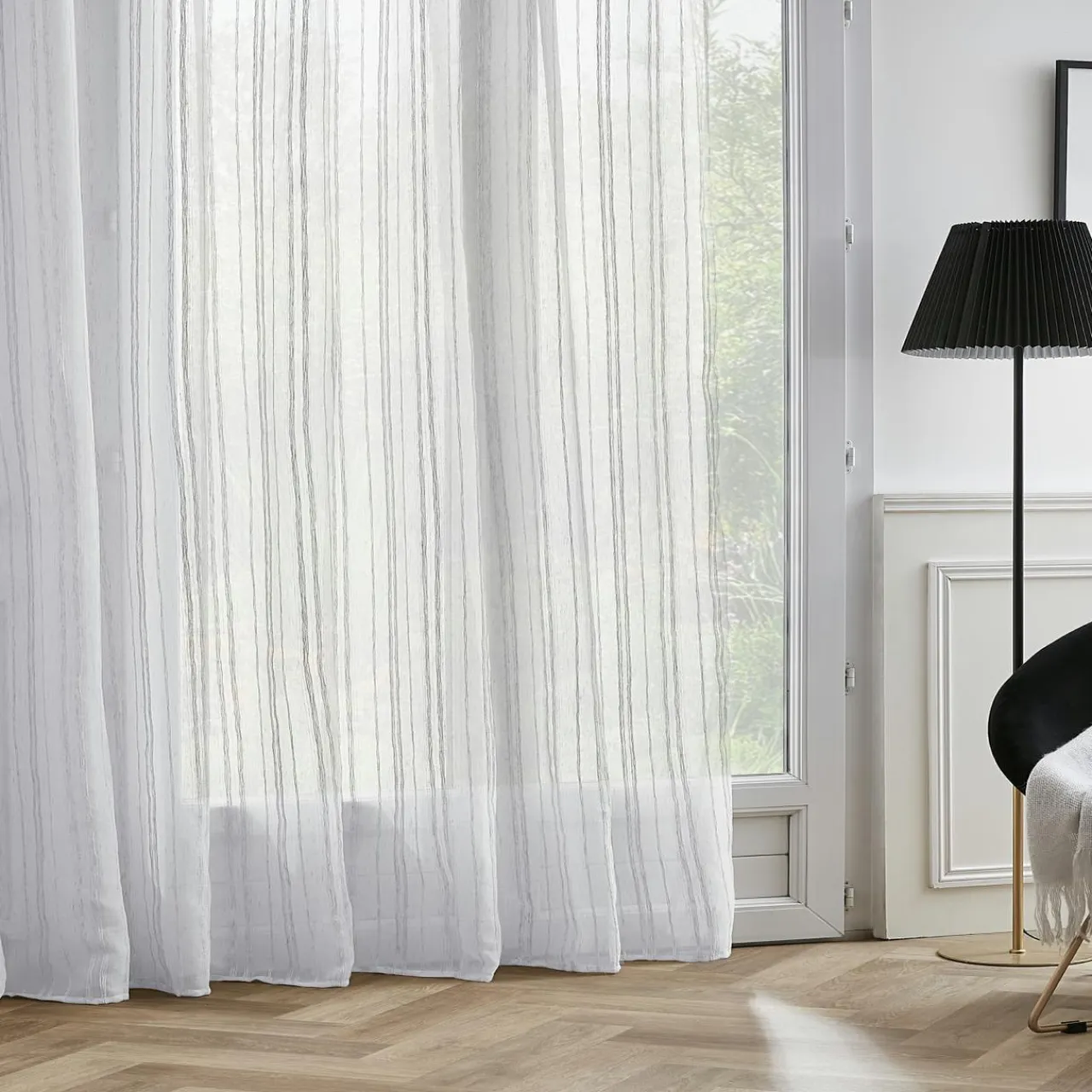 EMINZA Voilage galon fronceur (280 x 240 cm) Théo Blanc