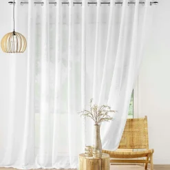 douceur d'intu017drieur Voilage grande largeur effet lin tissé (400 x 240 cm) Haltona Blanc New