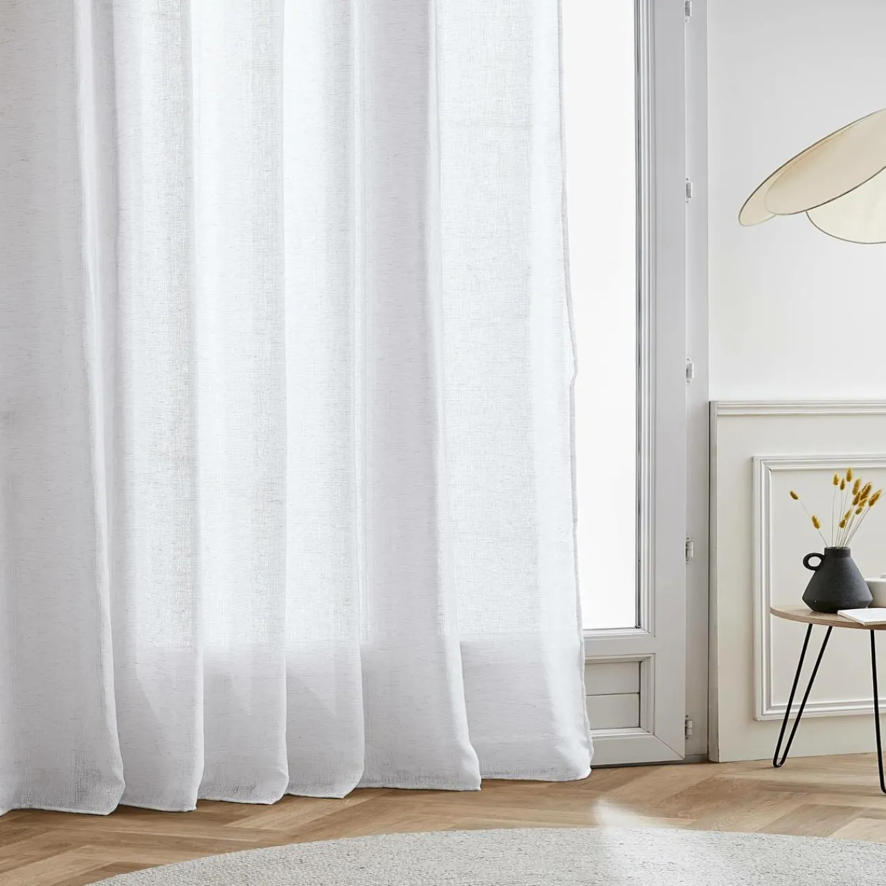 EMINZA Voilage grande largeur effet lin (400 x 240 cm) Luca Blanc Online