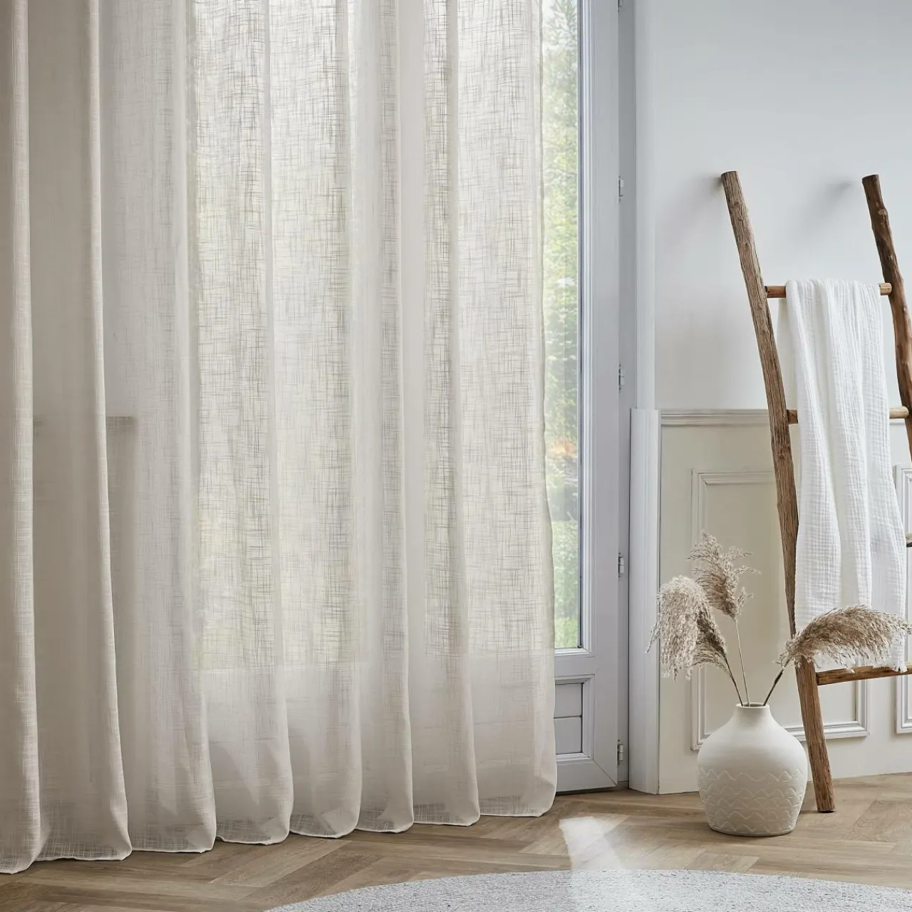 EMINZA Voilage grande largeur effet lin (400 x 240 cm) Robin Beige Hot