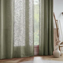 EMINZA Voilage grande largeur effet lin(400 x 240 cm) Robin Vert romarin Online