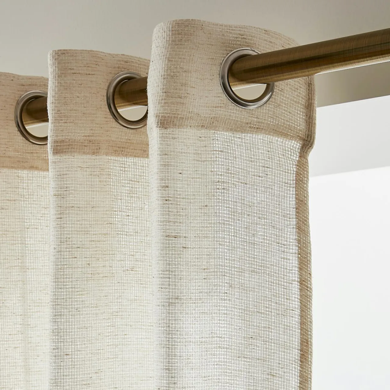 EMINZA Voilage œillets effet lin (280 x 240 cm) Luca Beige Clearance