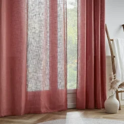 EMINZA Voilage œillets effet lin (140 x 240 cm) Robin Terracotta Best