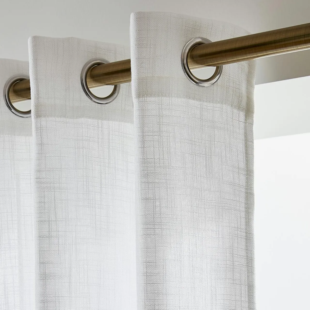 EMINZA Voilage œillets effet lin (280 x 240 cm) Robin Blanc Discount