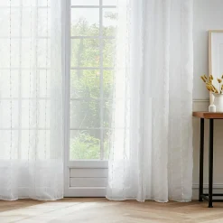EMINZA Voilage œillets pompons (140 x 240 cm) Axel Blanc Online