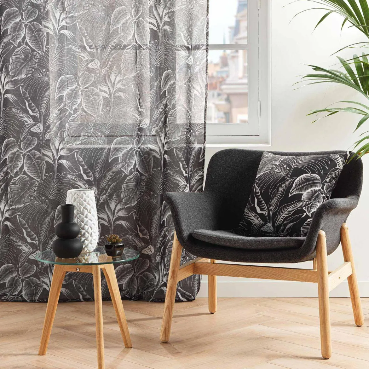 DOUCEUR D'INTERIEUR Voilage œillets (140 x 240 cm) Cabana Noir