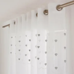 ENJOY HOME Voilage œillets (140 x 240 cm) Coeurs Gris Clearance