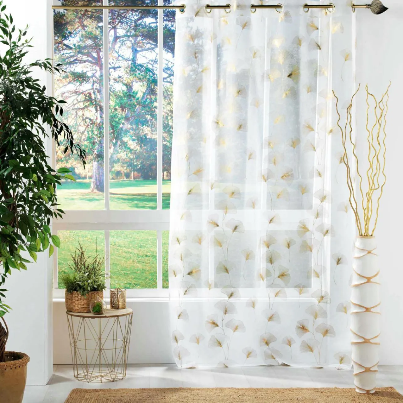 DOUCEUR D'INTERIEUR Voilage œillets (140 x 240 cm) Ginkgold Or New