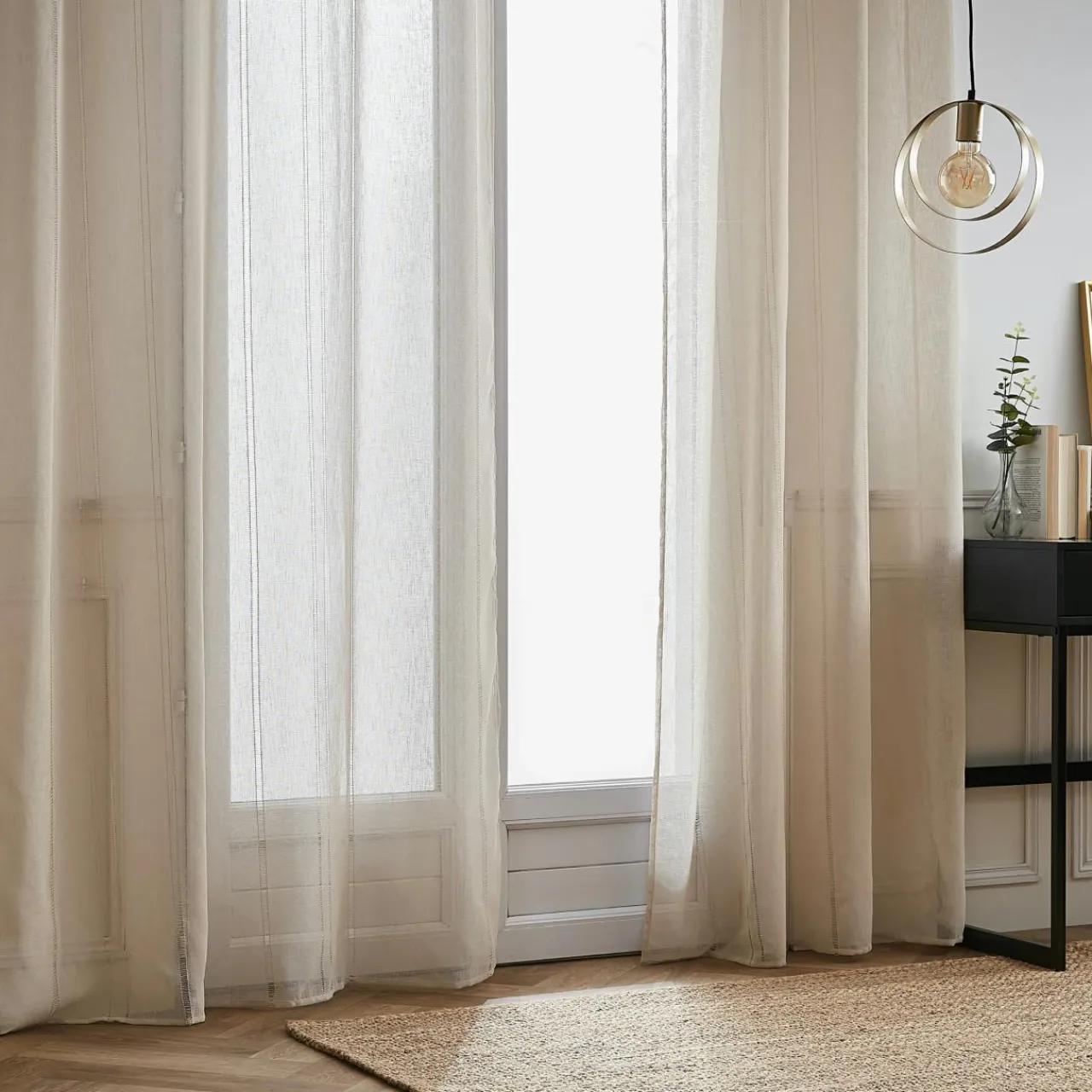 EMINZA Voilage œillets (140 x 280 cm) Léontine Beige New
