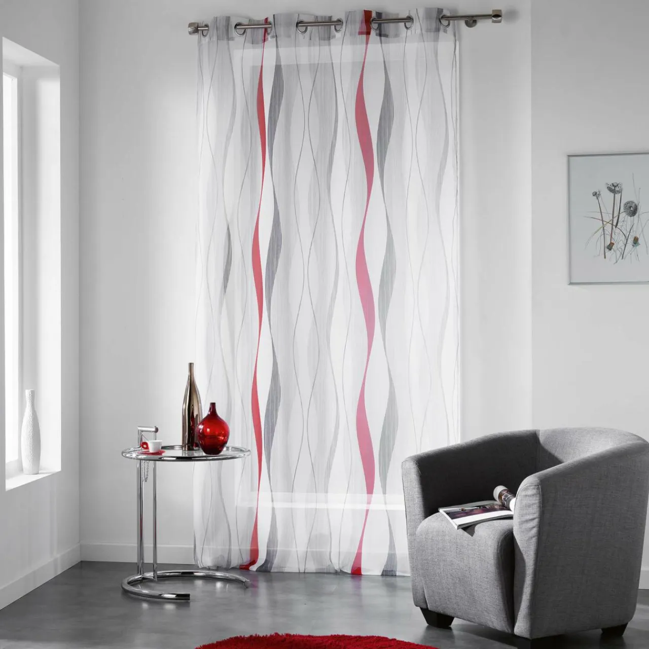 DOUCEUR D'INTERIEUR Voilage œillets (140 x 240 cm) Ondulys Rouge Online
