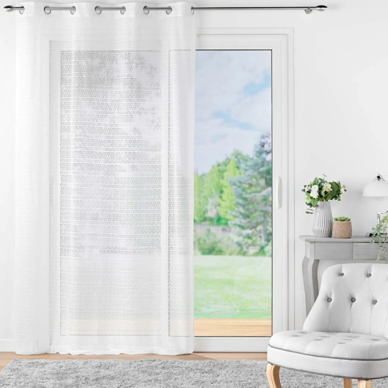 DOUCEUR D'INTERIEUR Voilage maille (140 x 280 cm) Naomie Blanc Sale