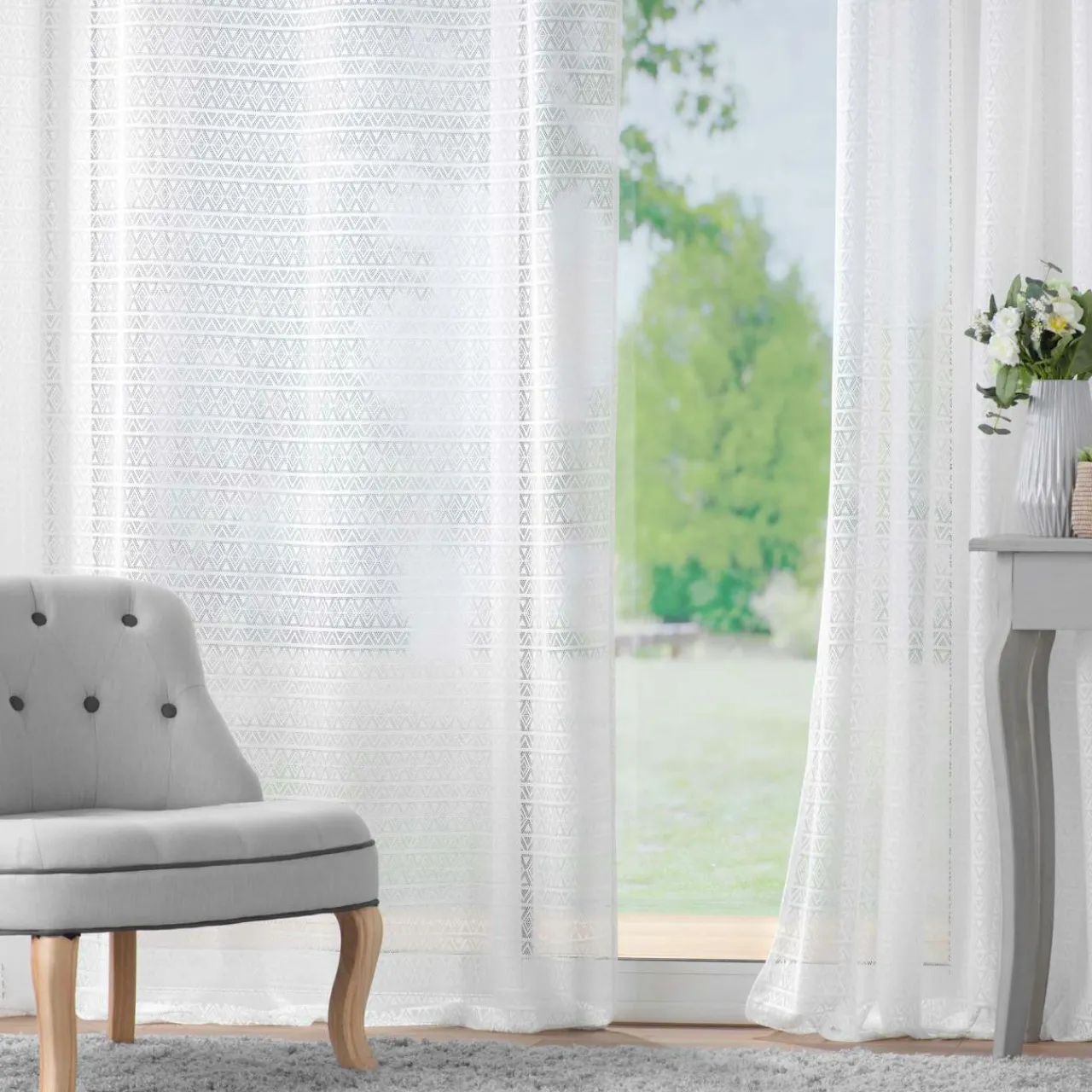 DOUCEUR D'INTERIEUR Voilage maille (140 x 240 cm) Naomie Blanc Hot