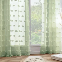 EMINZA Voilage oeillets pompons (140 x 240 cm) Suzie Vert d'eau Vert d'eau Clearance