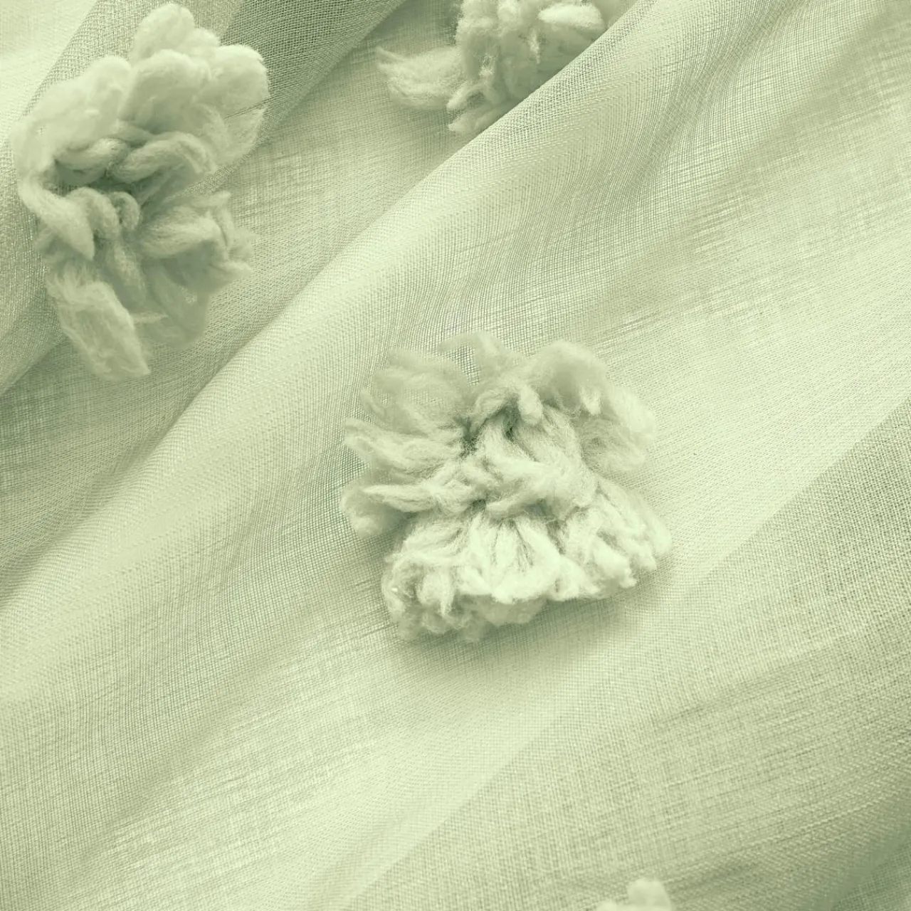 EMINZA Voilage oeillets pompons (140 x 240 cm) Suzie Vert d'eau Vert d'eau Clearance