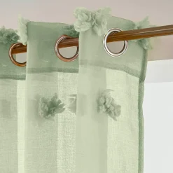 EMINZA Voilage oeillets pompons (140 x 240 cm) Suzie Vert d'eau Vert d'eau Clearance