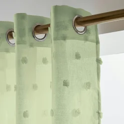 EMINZA Voilage oeillets pompons (140 x 240 cm) Emie Vert d'eau Vert d'eau Discount