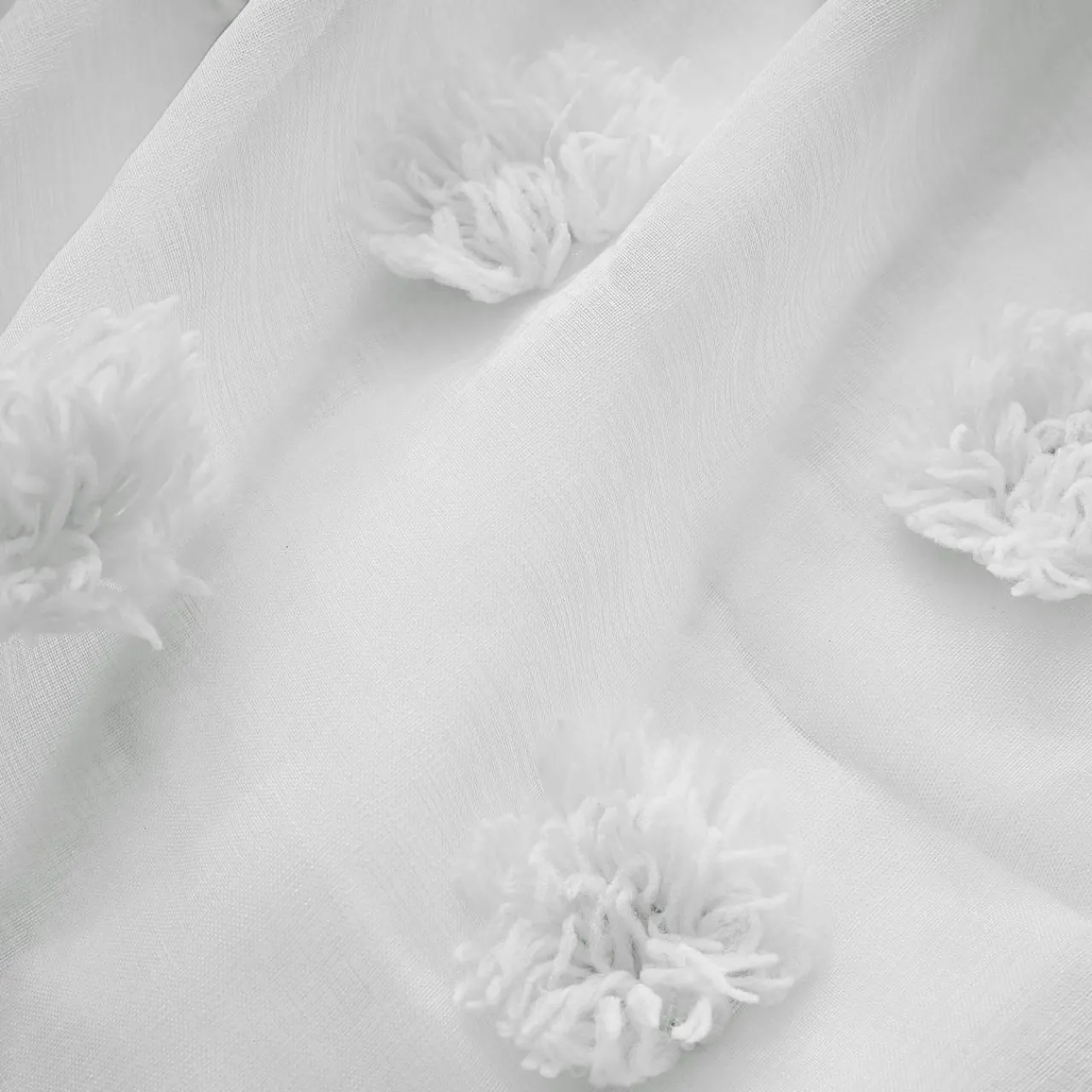 EMINZA Voilage oeillets pompons (280 x 240 cm) Suzie Blanc