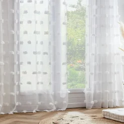 EMINZA Voilage oeillets pompons (180 x 240 cm) Suzie Blanc Best