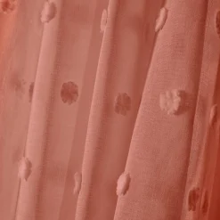 EMINZA Voilage oeillets pompons (140 x 280 cm) Emie Terracotta New