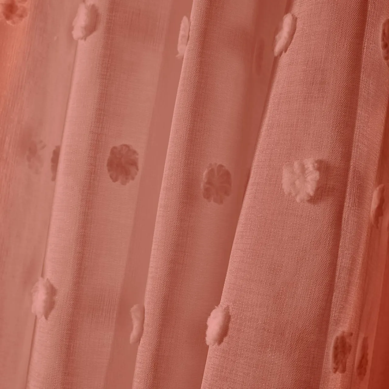 EMINZA Voilage oeillets pompons (140 x 280 cm) Emie Terracotta New