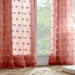 EMINZA Voilage oeillets pompons (140 x 280 cm) Suzie Terracotta Hot