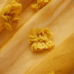EMINZA Voilage oeillets pompons (140 x 240 cm) Suzie Jaune moutarde Outlet
