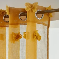 EMINZA Voilage oeillets pompons (140 x 240 cm) Suzie Jaune moutarde Outlet