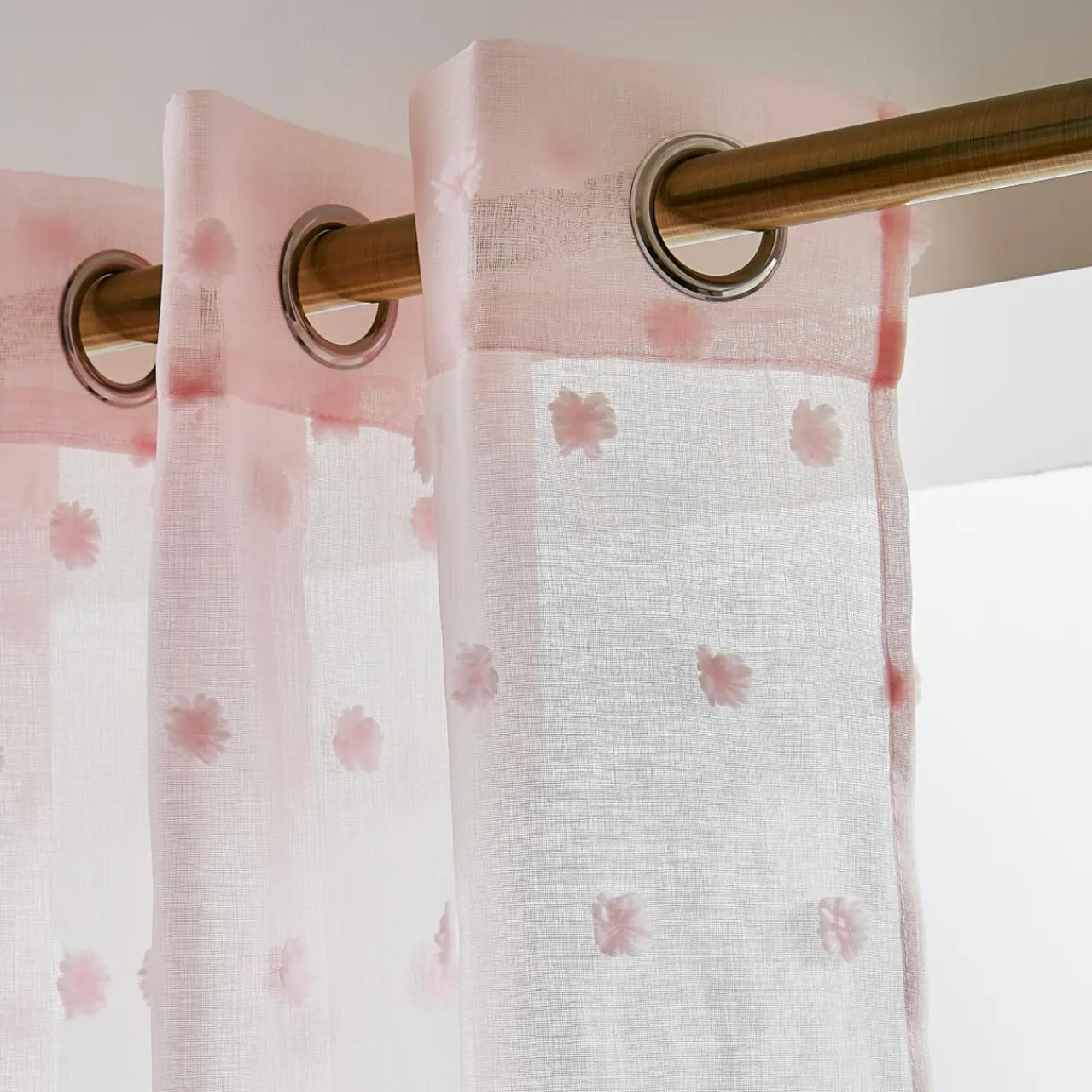 EMINZA Voilage oeillets pompons (140 x 280 cm) Emie Rose Online