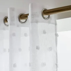 EMINZA Voilage oeillets pompons (140 x 240 cm) Emie Blanc New