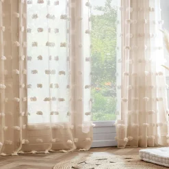EMINZA Voilage oeillets pompons (180 x 240 cm) Suzie Beige Hot
