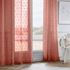 EMINZA Voilage oeillets pompons (140 x 240 cm) Emie Terracotta Discount