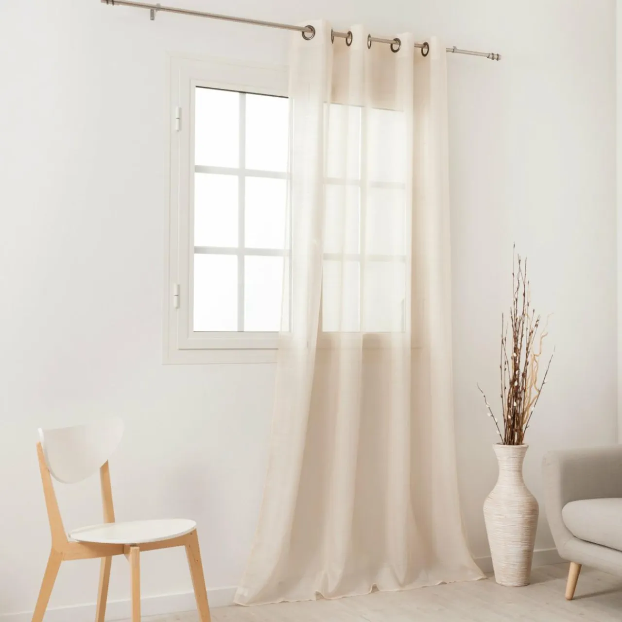 LINDER Voilage (145 x 240 cm) Givrée Beige Discount