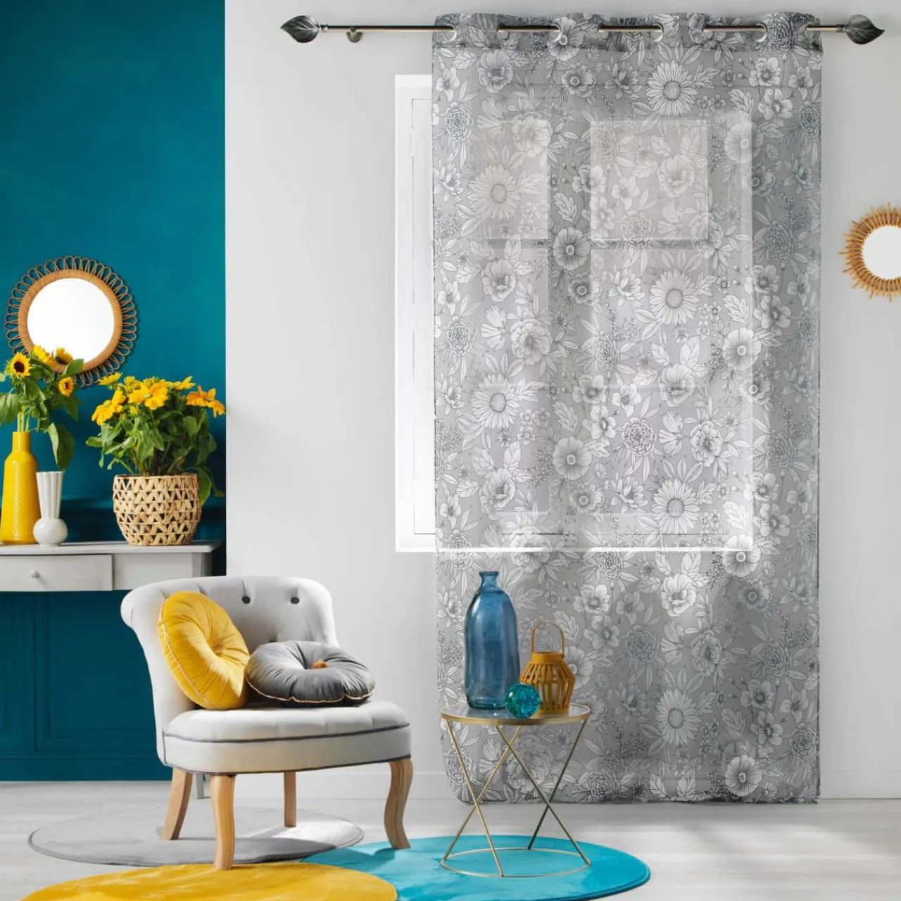 DOUCEUR D'INTERIEUR Voilage (140 x 240 cm) Milady Gris Bleu New
